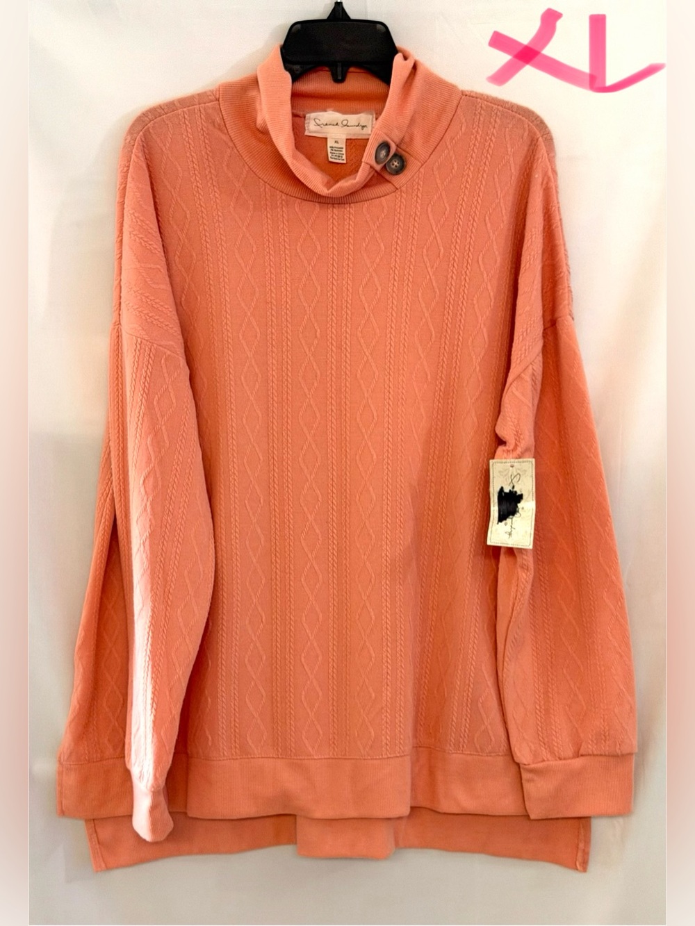 French Laundry Peach Cable Turtleneck Sweater